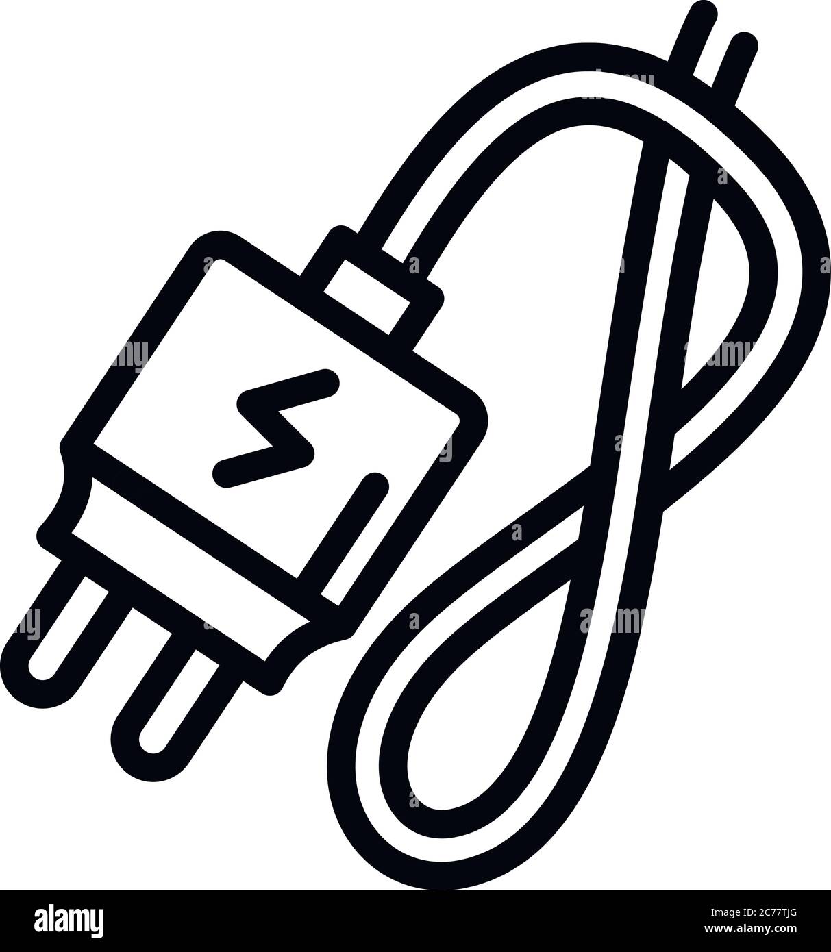 Icona del caricabatteria elettronico per sigarette. Delineare l'icona vettoriale del caricabatterie elettronico per sigarette per il web design isolato su sfondo bianco Illustrazione Vettoriale