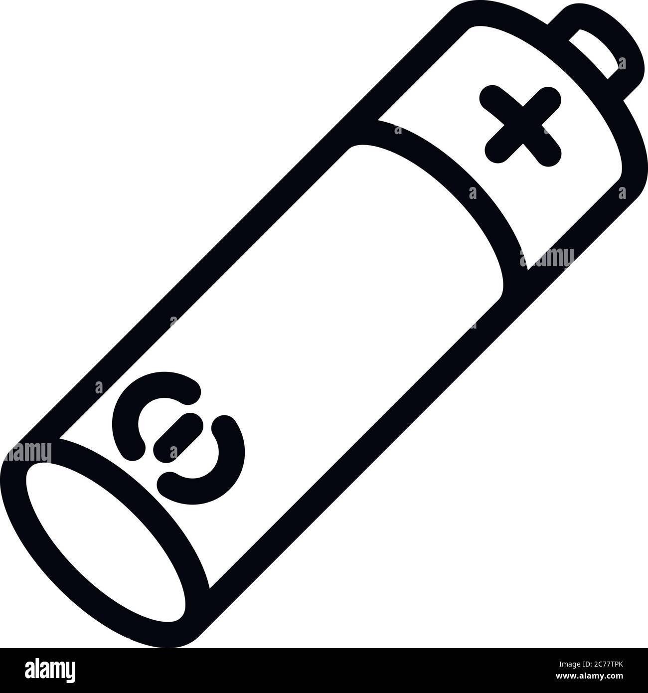 Icona della batteria elettronica delle sigarette. Contorno dell'icona vettoriale della batteria elettronica per sigarette per il web design isolato su sfondo bianco Illustrazione Vettoriale