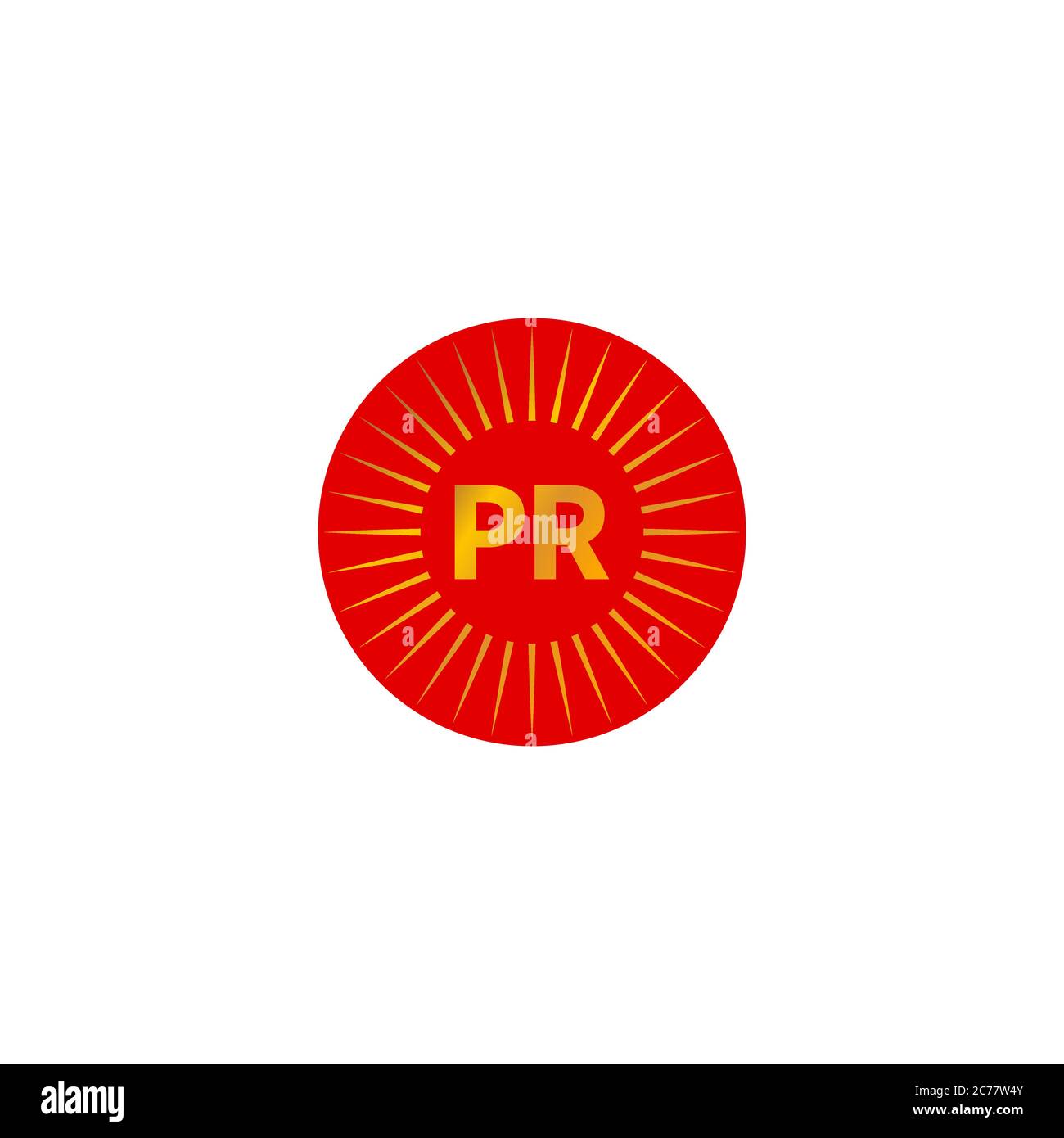 PR astratto logo minimo a forma di cerchio con raggi Illustrazione Vettoriale