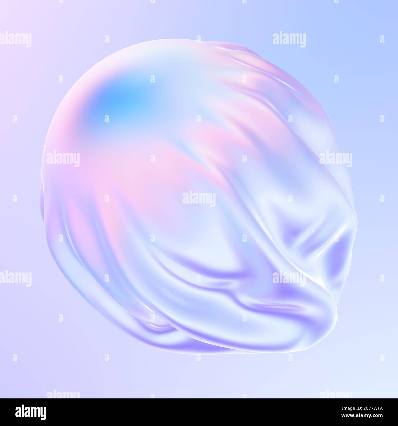 Estratto fluido di gradiente 3a forma di D. Colori pastello e colori olografica. La caduta di tessuto con pieghe. 3d'illustrazione, rendering 3d. Foto Stock