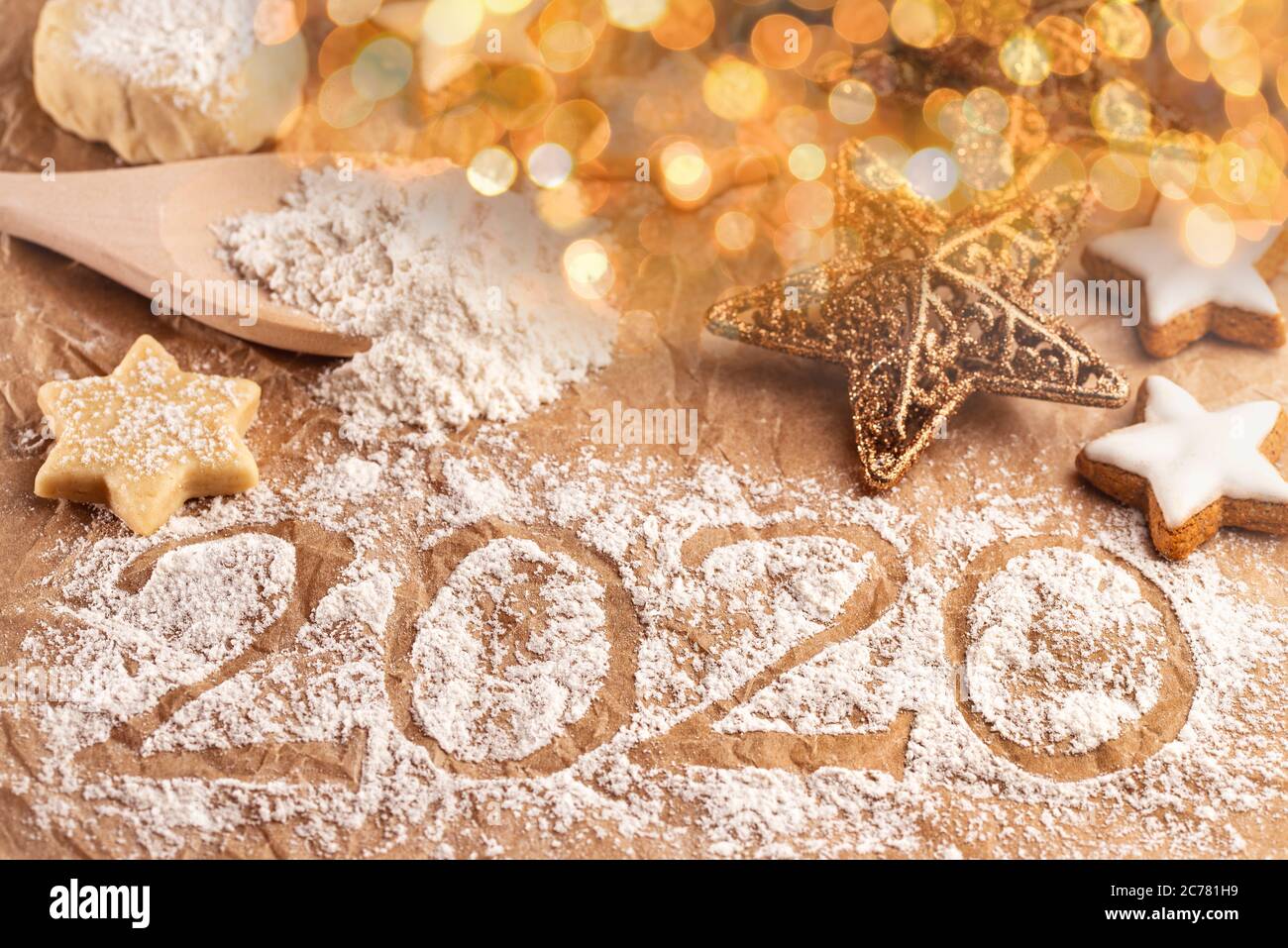 Panetteria di Natale con deliziosi biscotti e Capodanno 2020 Foto Stock