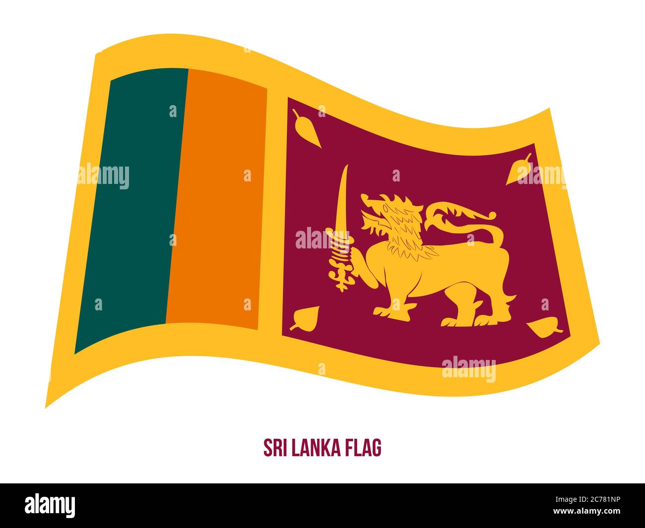 Sri Lanka bandiera sventola illustrazione vettoriale su sfondo bianco. Sri Lanka bandiera nazionale. Illustrazione Vettoriale