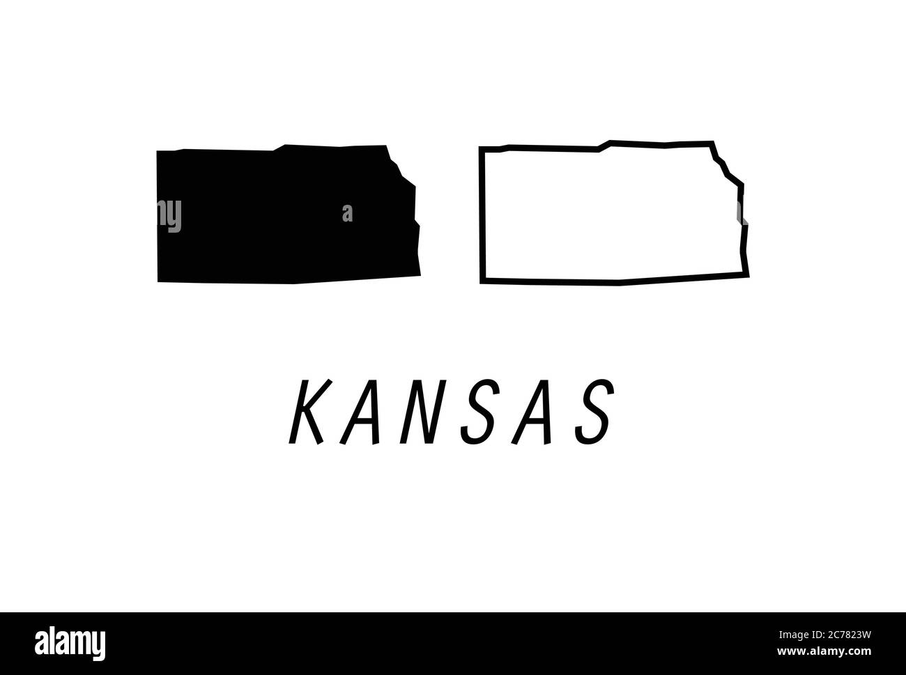 Illustrazione vettoriale dello stato del contorno della mappa del Kansas Illustrazione Vettoriale