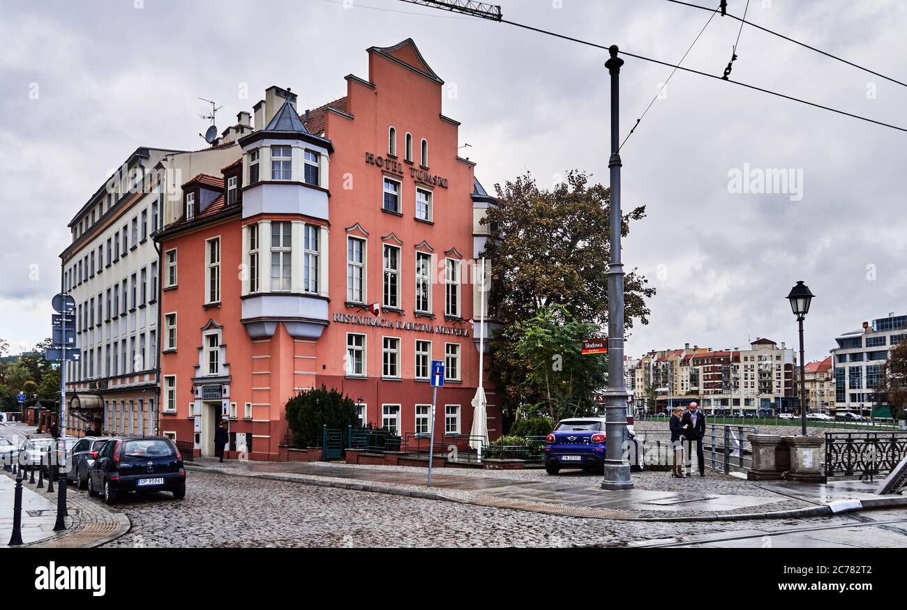 Polonia, città di Breslavia, provincia della bassa Slesia. Situato a Breslavia, sulle rive del fiume Oder, l'Hotel Tumski Foto Stock