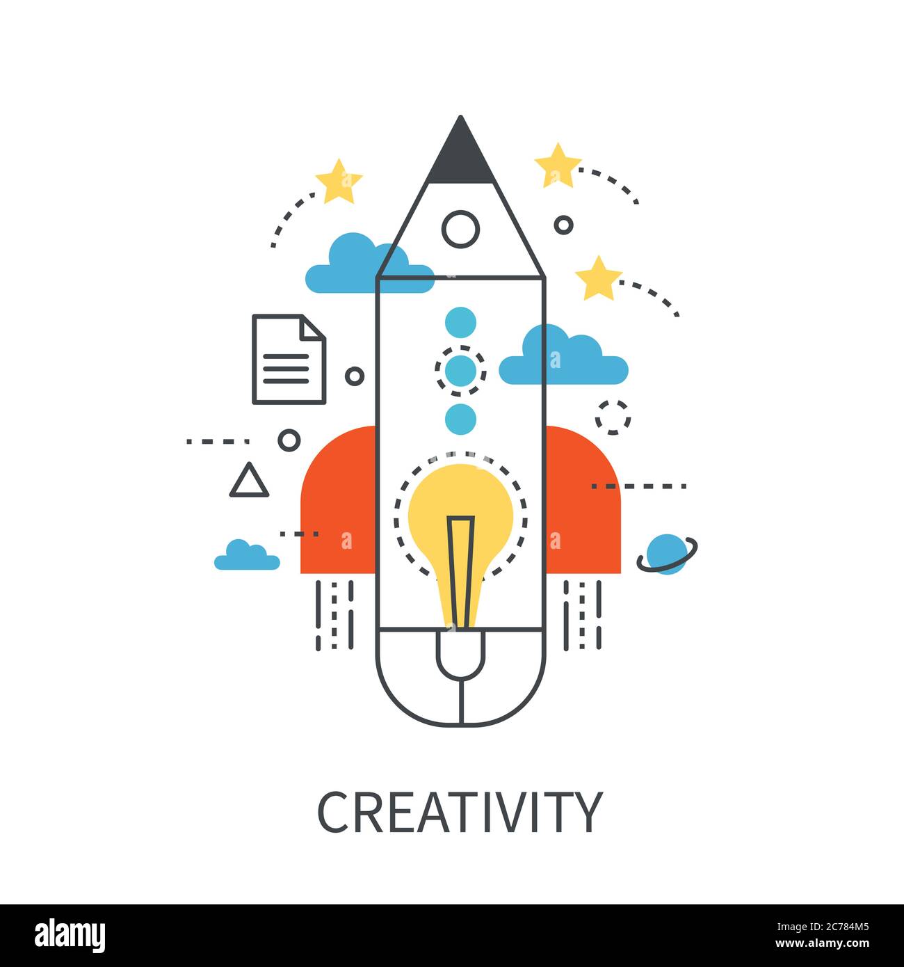 Creatività concetto moderno isolato su sfondo bianco. Illustrazione Vettoriale Creatività concetto moderno isolato su sfondo bianco. Illustrazione Vettoriale