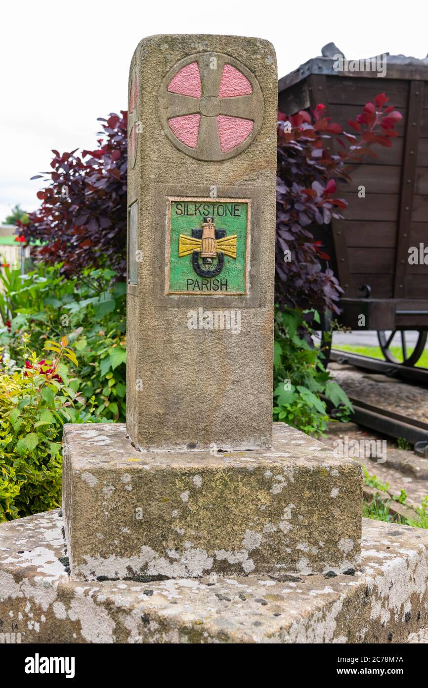 Silkstone Parish Council firma a Silkstone Wagonway, Barnsley, Inghilterra, Regno Unito Foto Stock