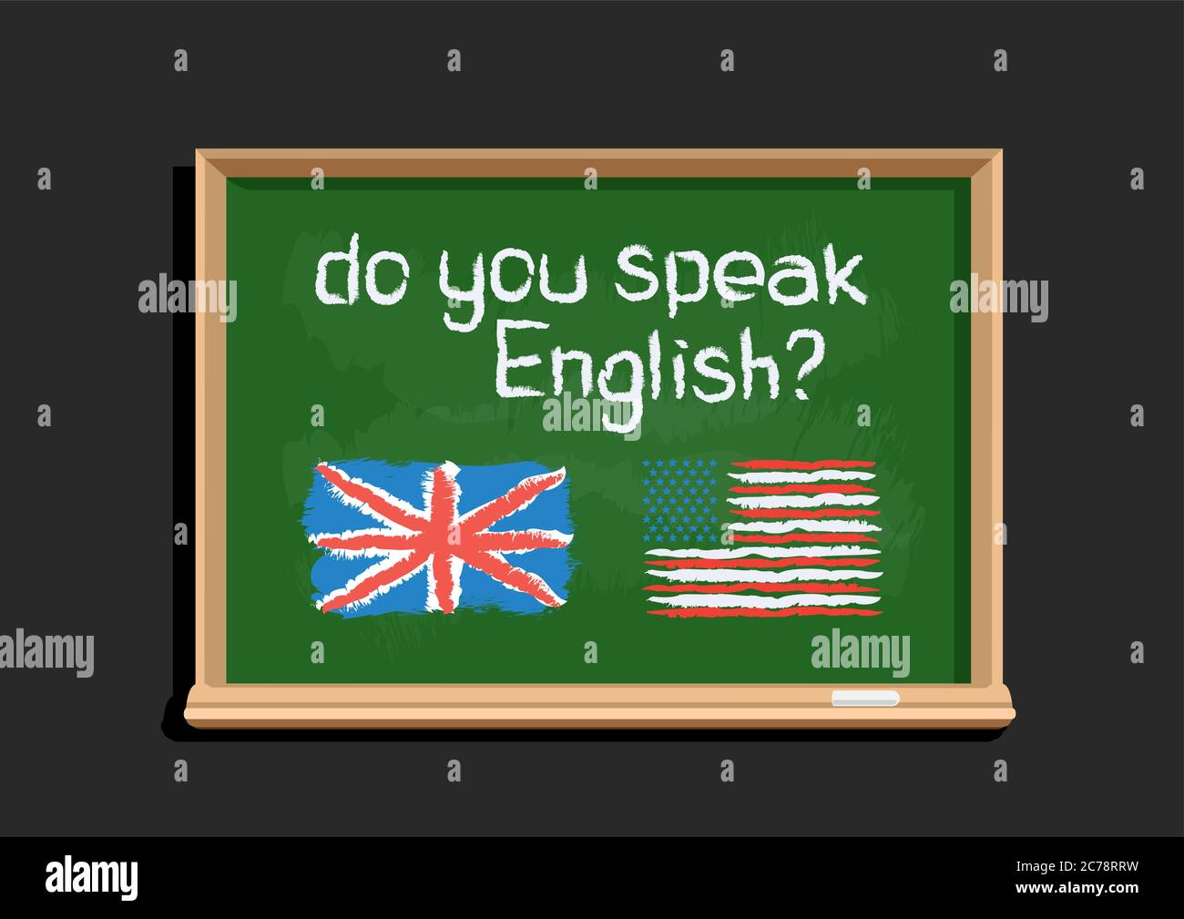 Parla inglese su lavagna Illustrazione Vettoriale