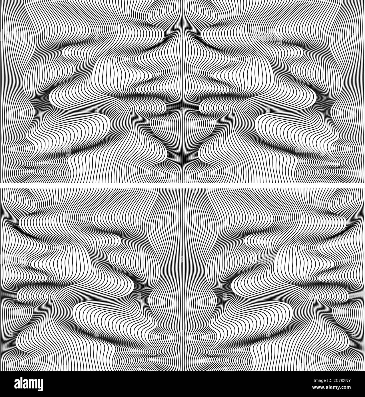Insieme di motivi di linee nere astratte vettoriali. Illustrazione Vettoriale
