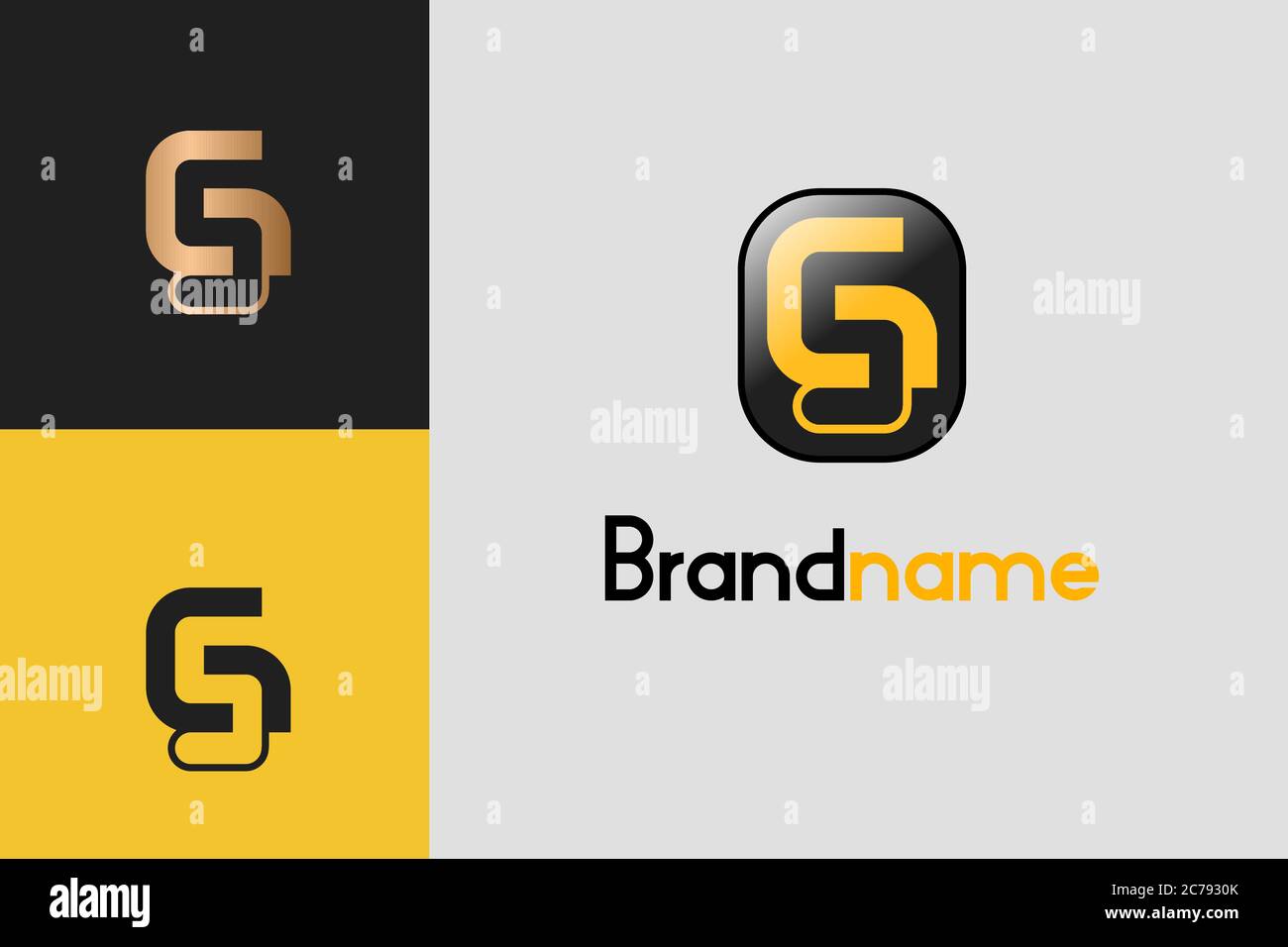 Modello iniziale con logo grafico GS, lettera G con lettera S su concetto di design spaziale negativo, logo creativo semplice moderno ed elegante. Illustrazione Vettoriale