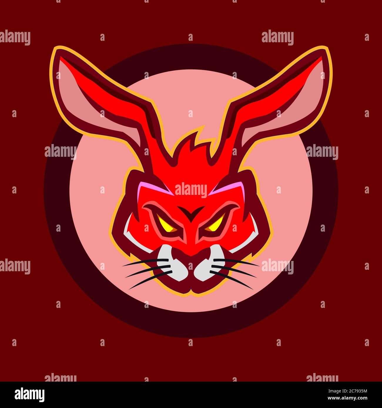 Logo rosso coniglio mascott - illustrazione vettoriale Illustrazione Vettoriale