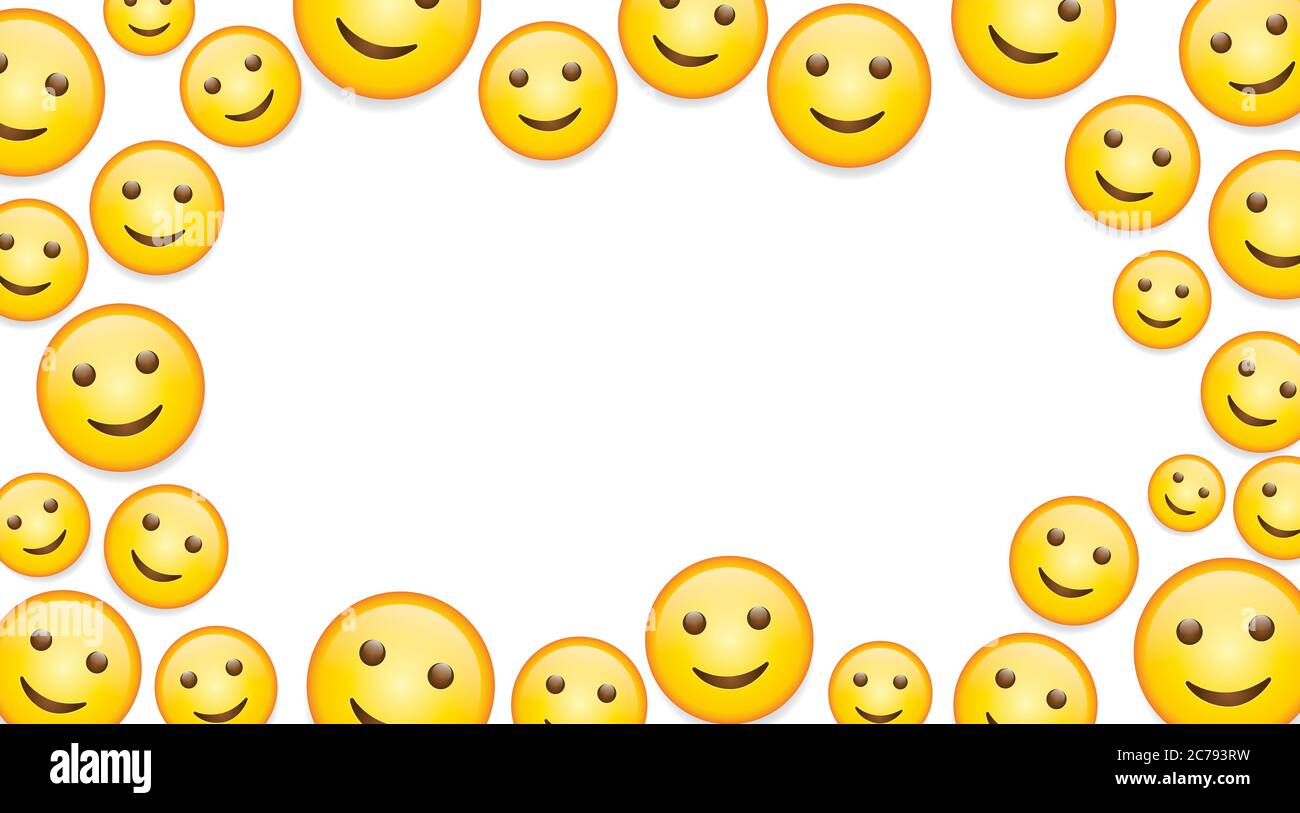 Immagine vettoriale di alta qualità con emoticon su sfondo bianco. Emoji smiling.Yellow faccia sorridente con eyes.Smiley ball.Emoticon wallpaper.Emoji. Illustrazione Vettoriale
