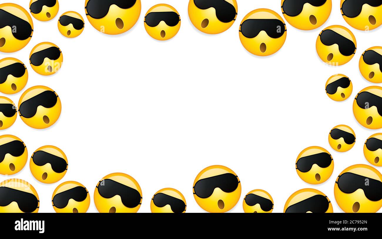 Emoticon di alta qualità isolato su sfondo bianco. Maschera dormiente emoji.Yellow faccia smiley emoji sleeping.Emoticon background.Emoji sfondo. Illustrazione Vettoriale