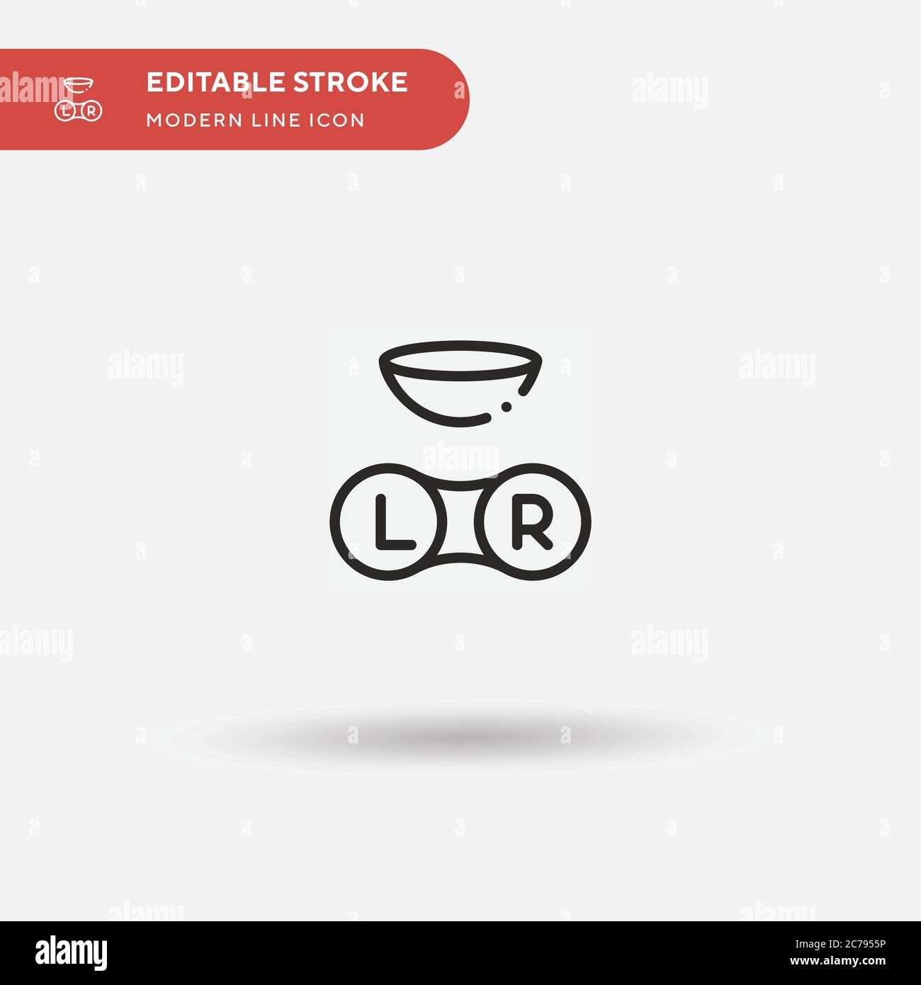 Icona vettore semplice lente di contatto. Modello di disegno simbolo illustrazione per elemento UI mobile Web. Pittogramma moderno a colori perfetto su tratto modificabile. Con Illustrazione Vettoriale