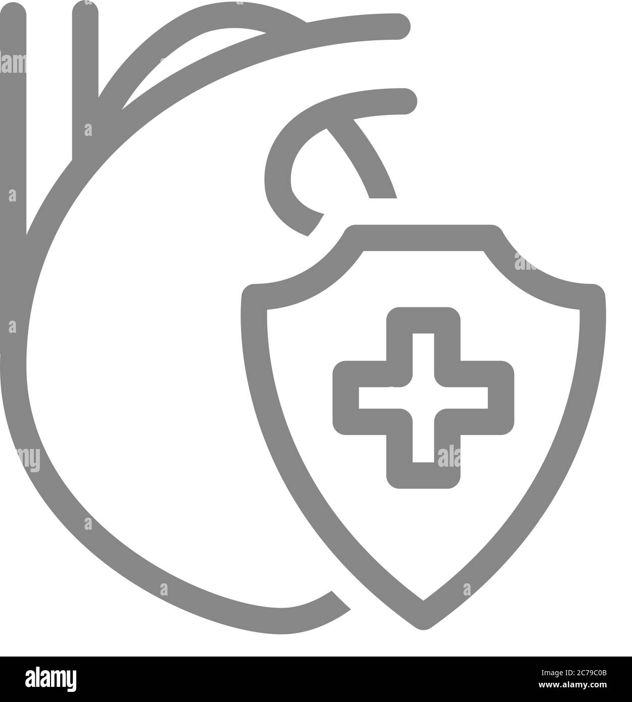 Icona della linea cardiaca protetta. Trattamento cardiaco, primo soccorso per il sistema circolatorio simbolo di malattia Illustrazione Vettoriale