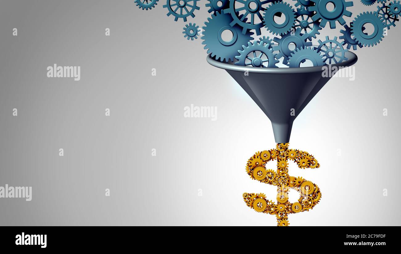 Business imbuto di vendita imbuto strategia di business internet come marketing online per la vendita ai clienti sul web e convertire le visite sito web. Foto Stock