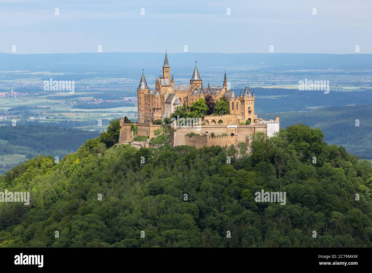 Castello di Hohenzollern visto da Zeller Horn, Germania Foto Stock