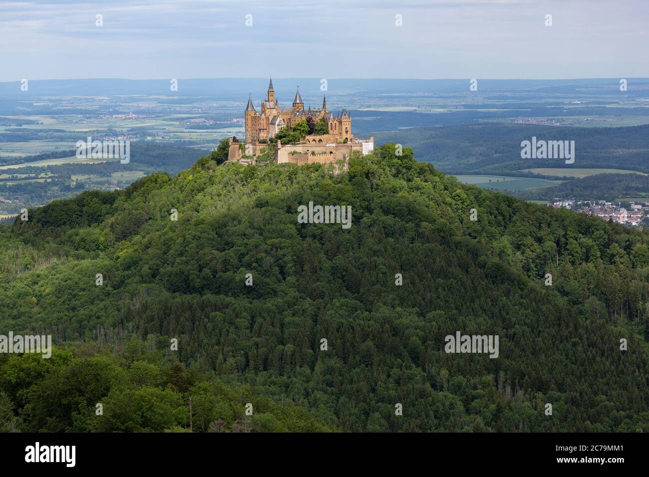 Castello di Hohenzollern visto da Zeller Horn, Germania Foto Stock
