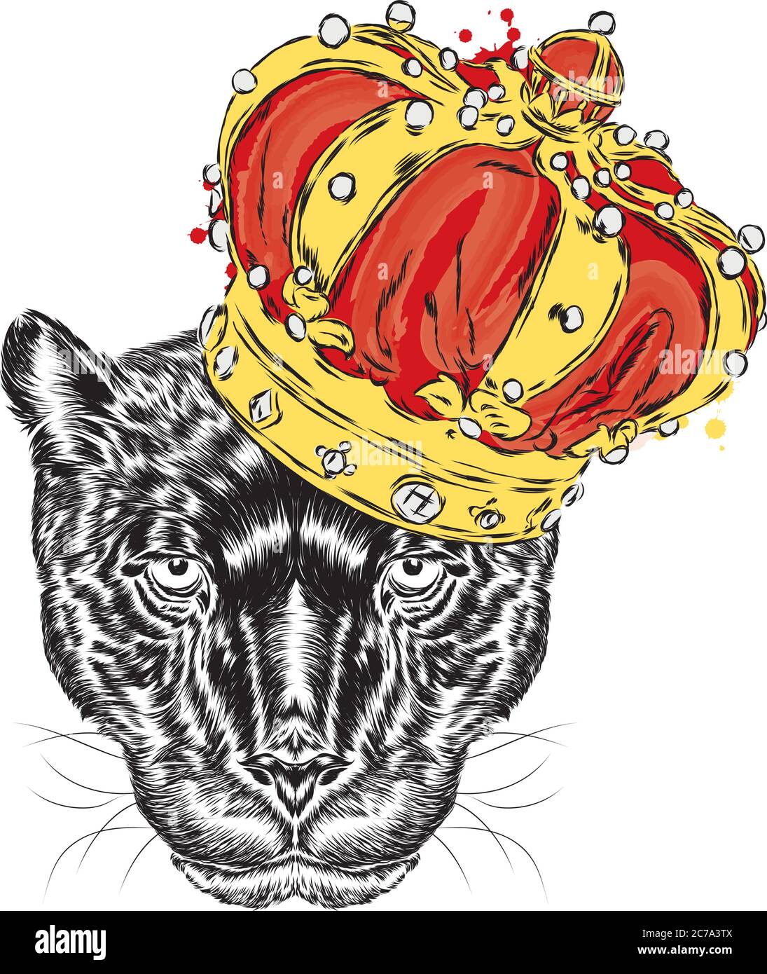 Panther nella corona. Illustrazione vettoriale. Illustrazione Vettoriale