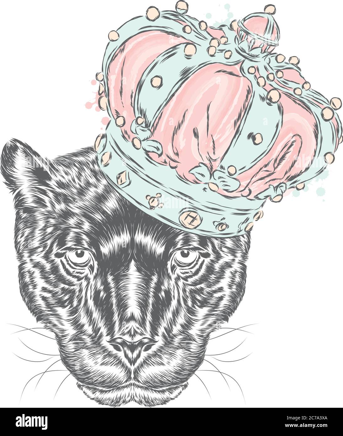 Panther nella corona. Illustrazione vettoriale. Illustrazione Vettoriale