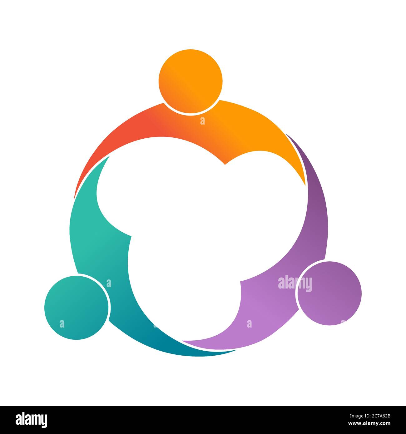 Lavoro di squadra, comunità sociale o un gruppo di amici. Illustrazione vettoriale per striscioni adesivi e indumenti, isolati su sfondo bianco Illustrazione Vettoriale