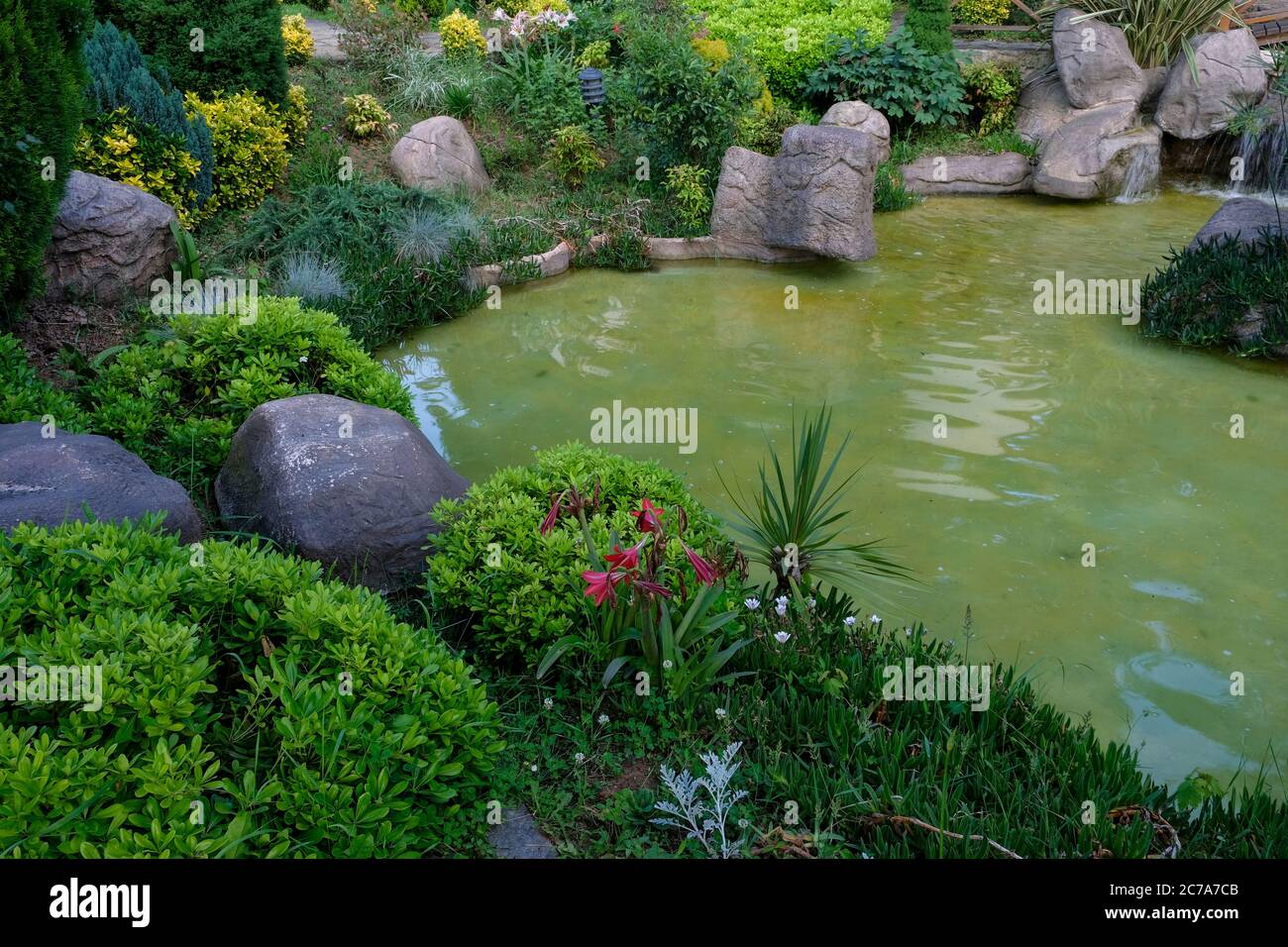 diverse applicazioni paesaggistiche in parchi e giardini Foto Stock
