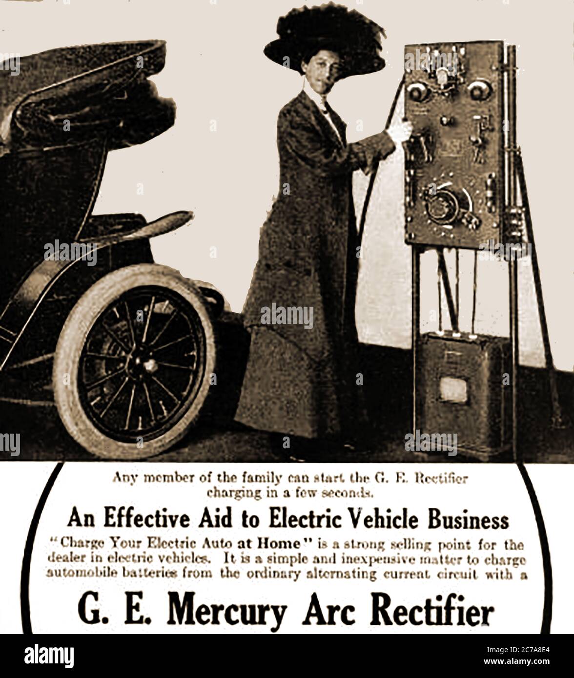 RADDRIZZATORE ad arco A MERCURIO G e - caricatore domestico americano per un veicolo elettrico nel 1910 Foto Stock