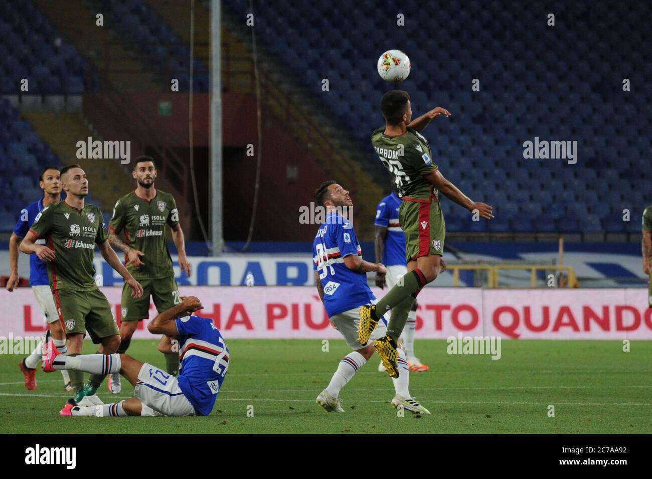 Genova, Italia. 15 luglio 2020. Genova, 15 lug 2020, Andrea Carboni (Cagliari) durante Sampdoria vs Cagliari - serie italiana A soccer match - Credit: LM/Danilo Vigo Credit: Danilo Vigo/LPS/ZUMA Wire/Alamy Live News Foto Stock