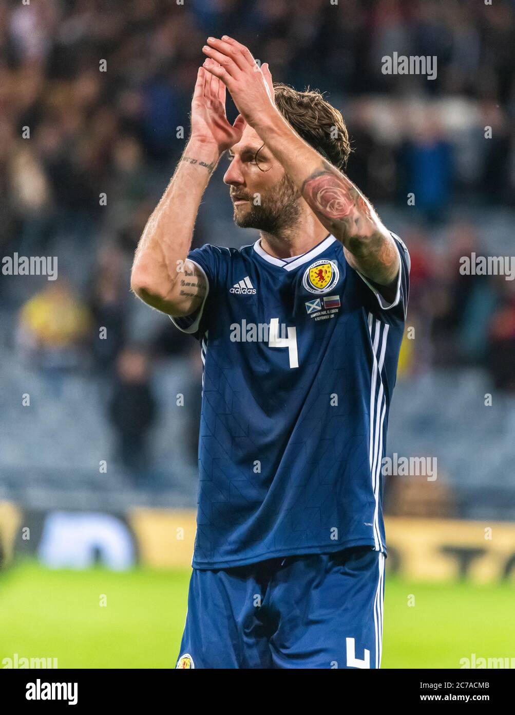 Glasgow, Scozia, Regno Unito – 6 settembre 2019. Squadra nazionale scozzese di calcio centrocampante Charlie Mulgrew durante la qualificazione UEFA Euro 2020 Foto Stock