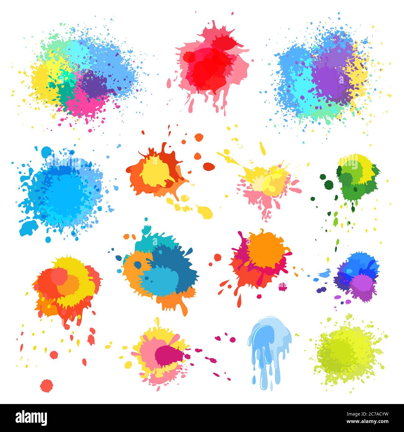 Schizzi di vernice vettoriale, schizzi di vernice colore sfondo Illustrazione Vettoriale