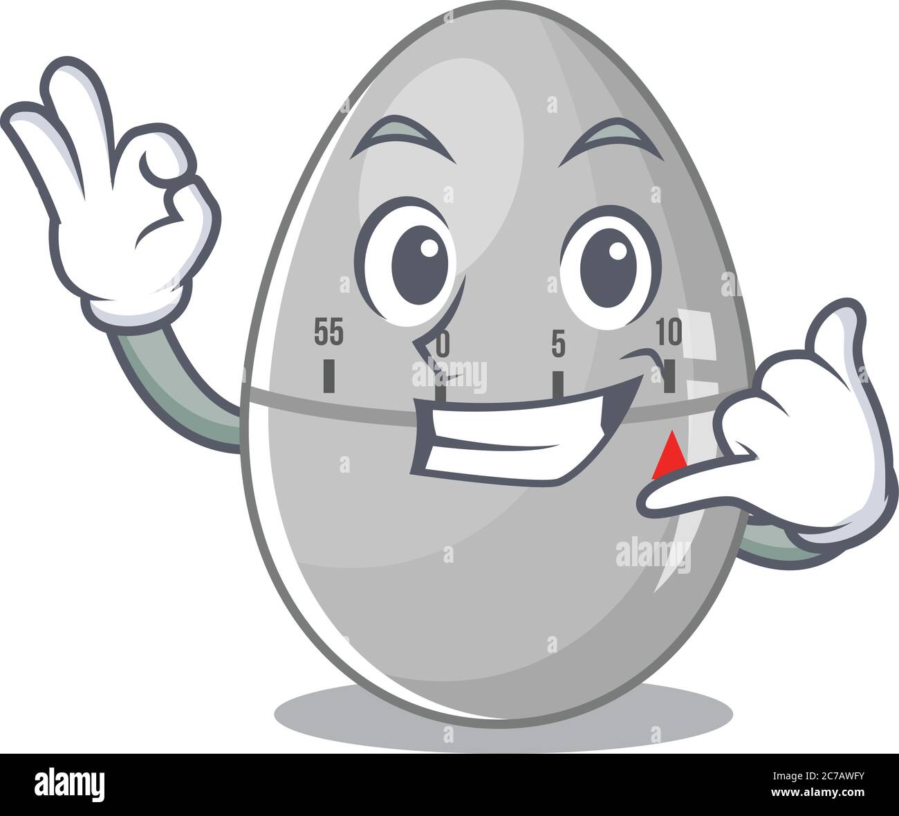 Disegno di caricatura del timer della cucina dell'uovo che mostra il gesto  divertente di chiamata me Immagine e Vettoriale - Alamy