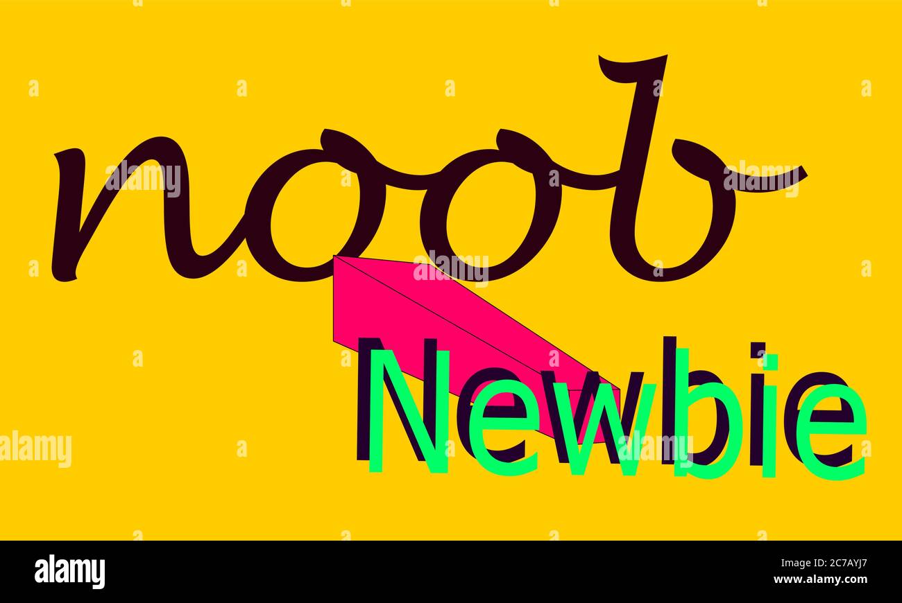 Noob, astratto vettore di linea di tag Newbie. Illustrazione Vettoriale