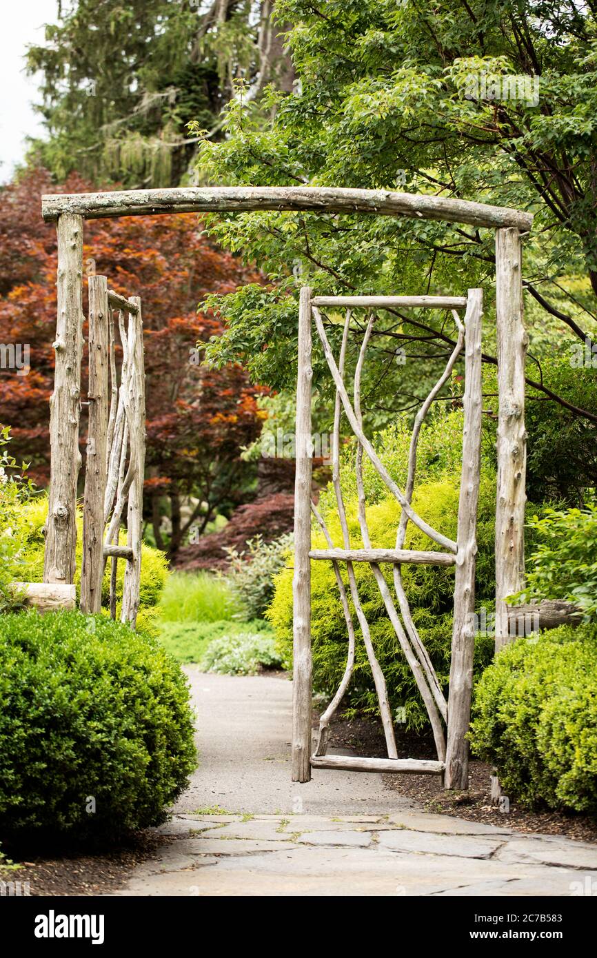 Un cancello di salice al giardino dei bambini a Elm Bank a Wellesley, Massachusetts, Stati Uniti. Foto Stock