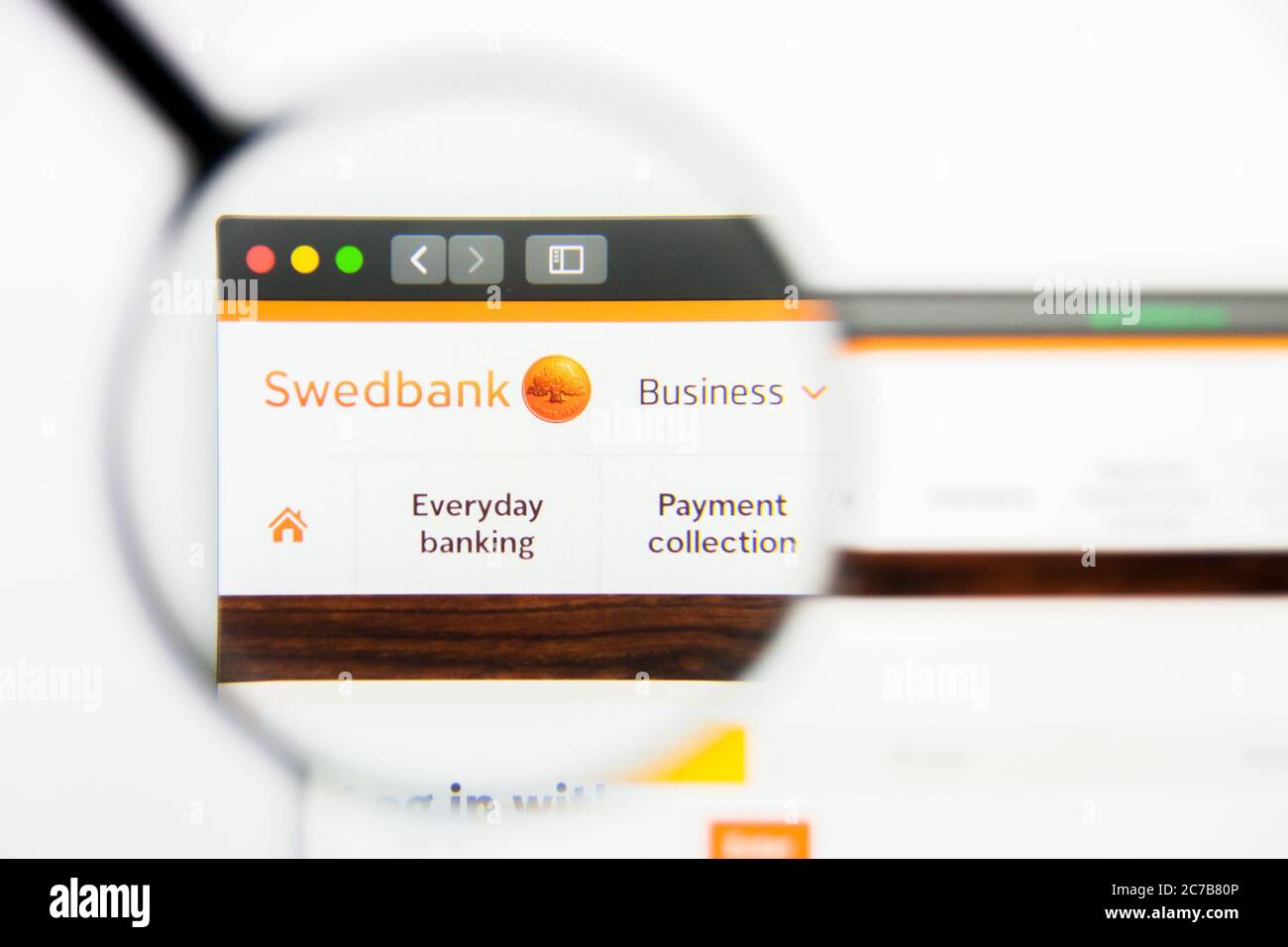 Los Angeles, California, USA - 24 Marzo 2019: Editoriale illustrativo della homepage del sito web di Swedbank Business. Logo Swedbank visibile sullo schermo. Foto Stock