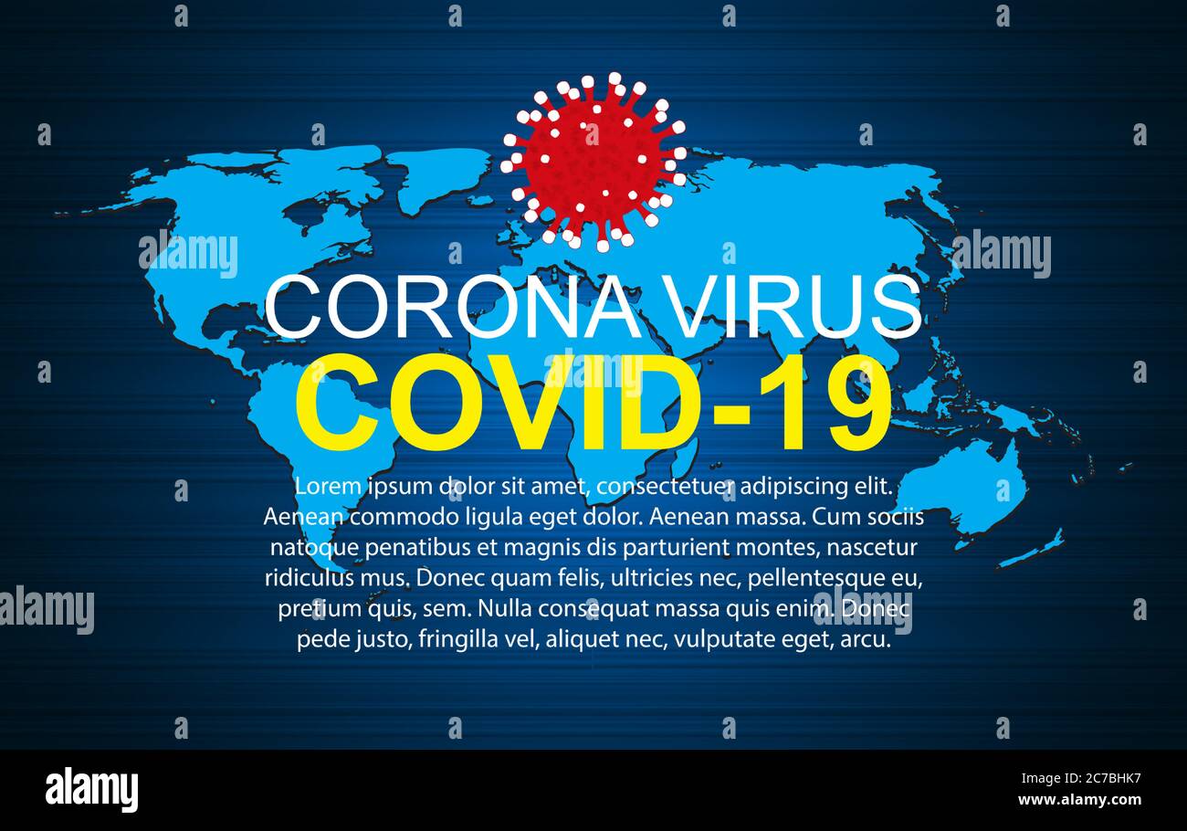 Salute Medical Corona Virus Covid 19 sfondo con la mappa del mondo. Illustrazione vettoriale Illustrazione Vettoriale