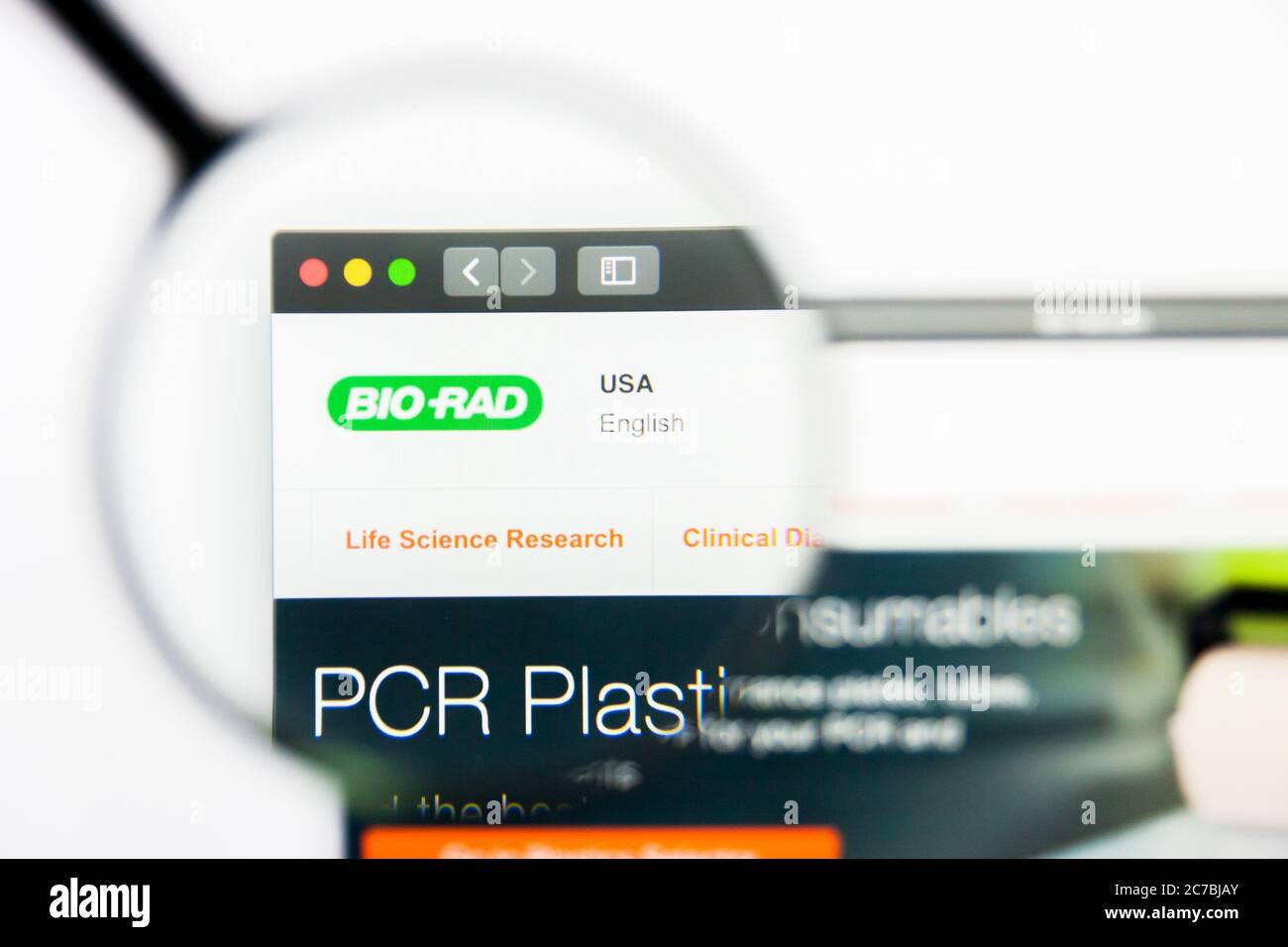 Los Angeles, California, USA - 24 Marzo 2019: Editoriale illustrativo della homepage del sito web Bio-Rad Laboratories. Logo Bio-Rad Laboratories visibile su Foto Stock