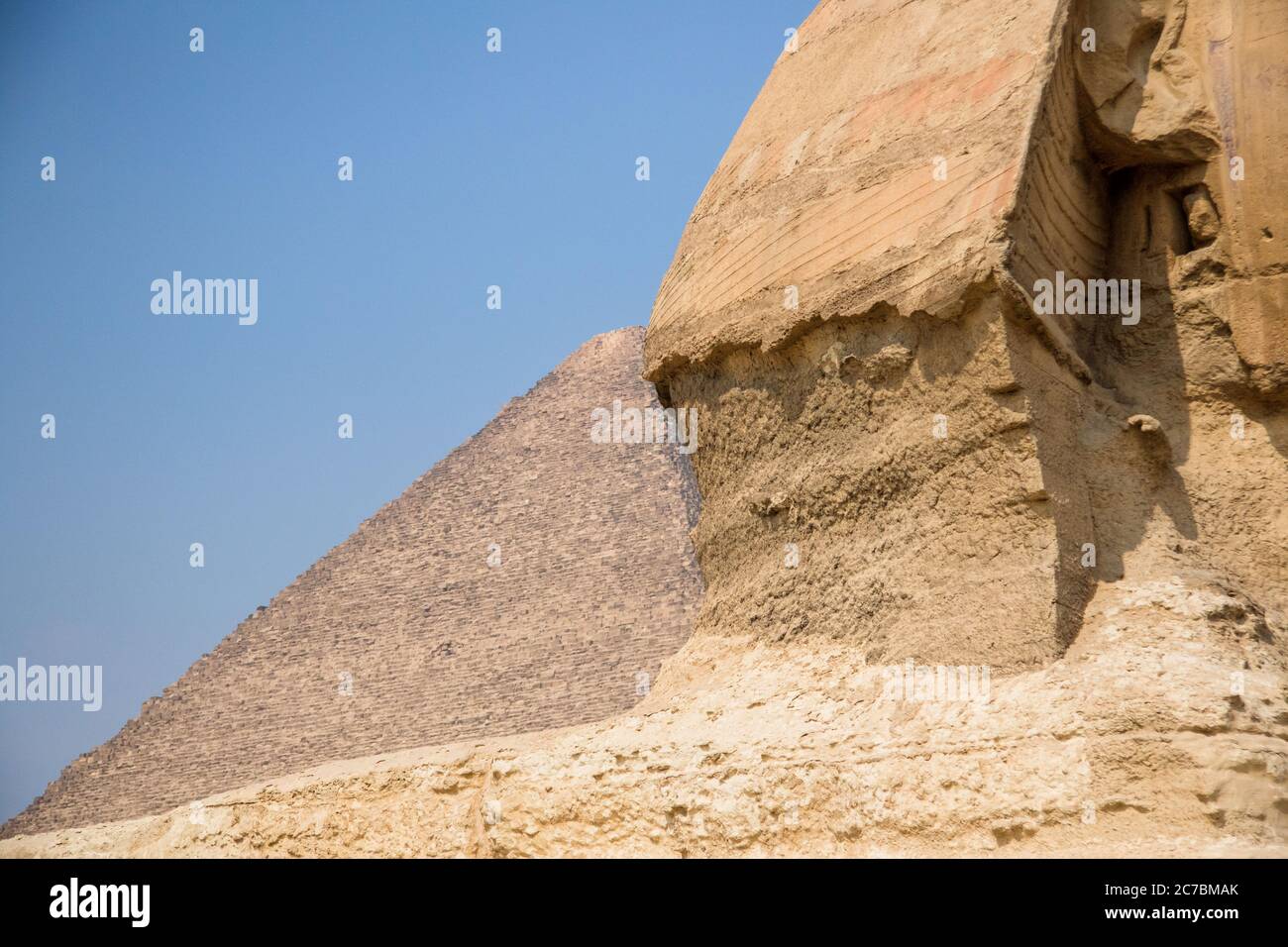 Sphinx nel sito della necropoli di Giza, Egitto Foto Stock