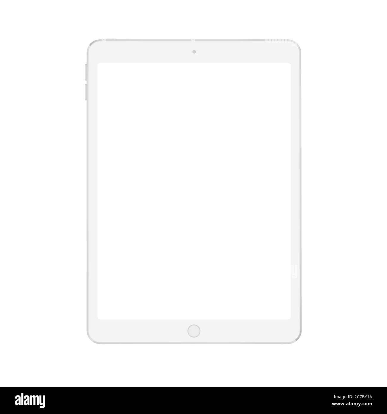 Tablet vettoriale digitale bianco morbido realistico con schermo bianco bianco Illustrazione Vettoriale