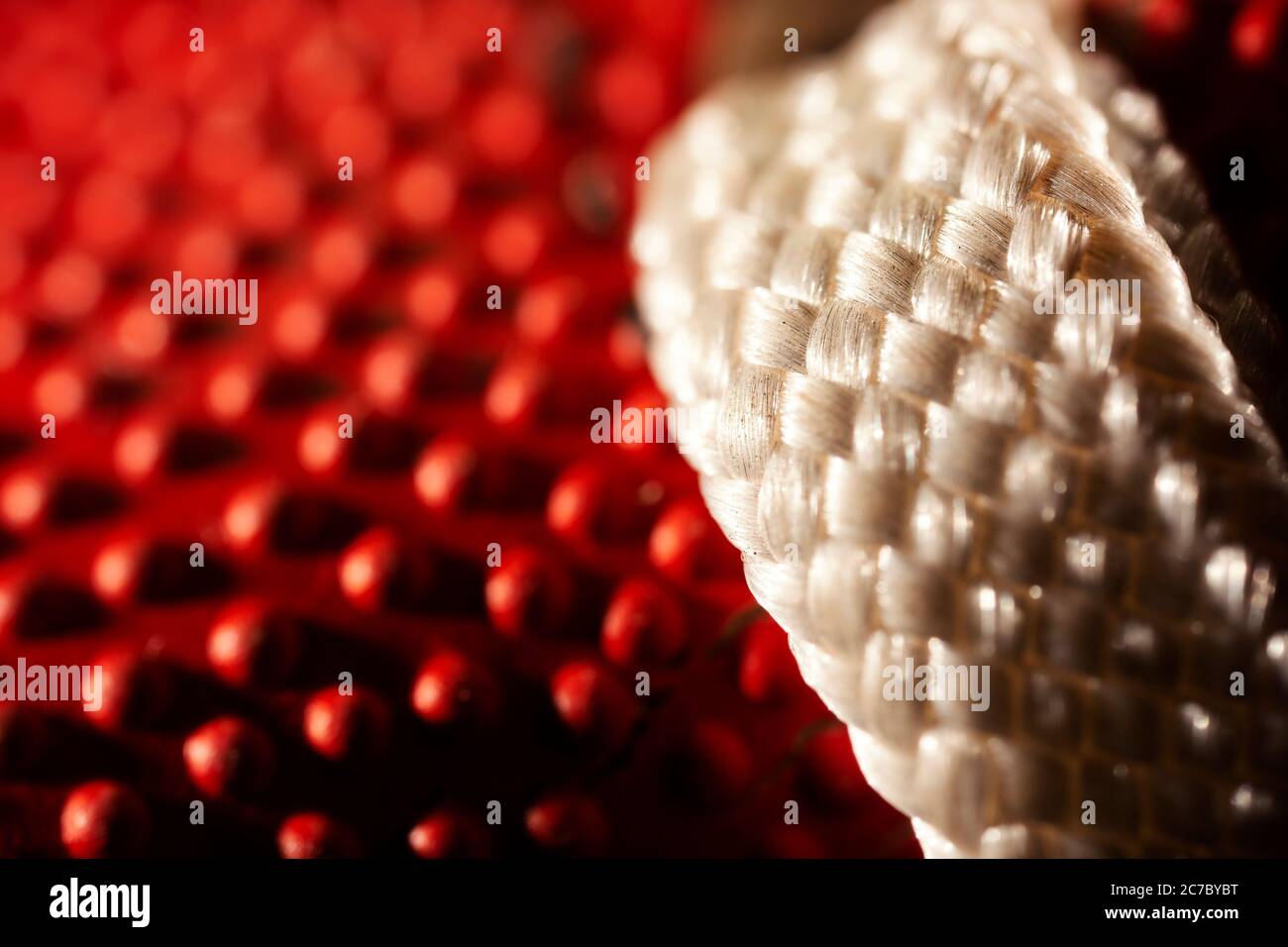 Foto macro estrema di un calcio AFL. Sfondo sportivo. Foto Stock
