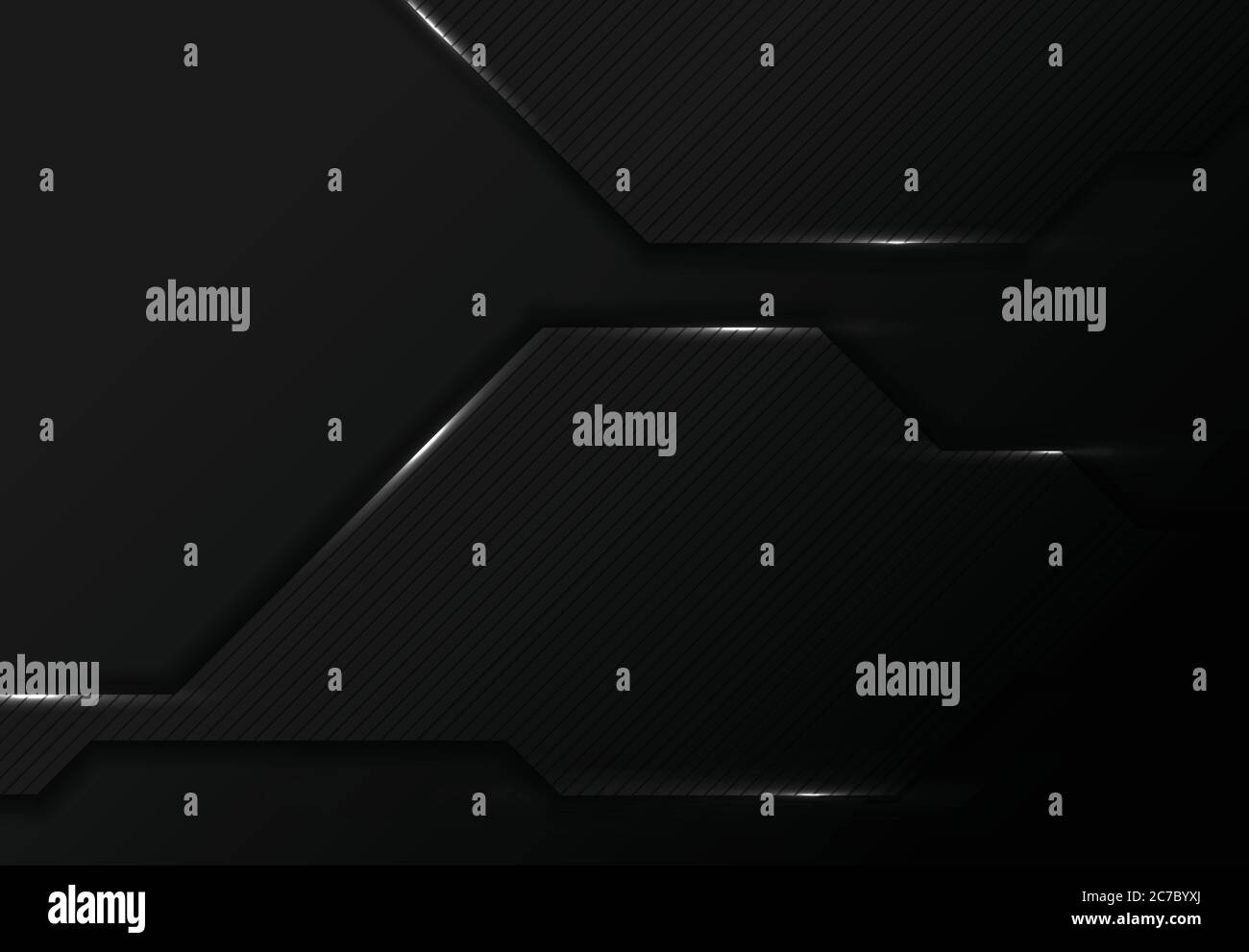 Astratto design nero della tecnologia TECH banner modello sfondo con bianco glitter. Da utilizzare per annunci, poster, grafica, design di modelli, stampa. Illustrazione Vettoriale