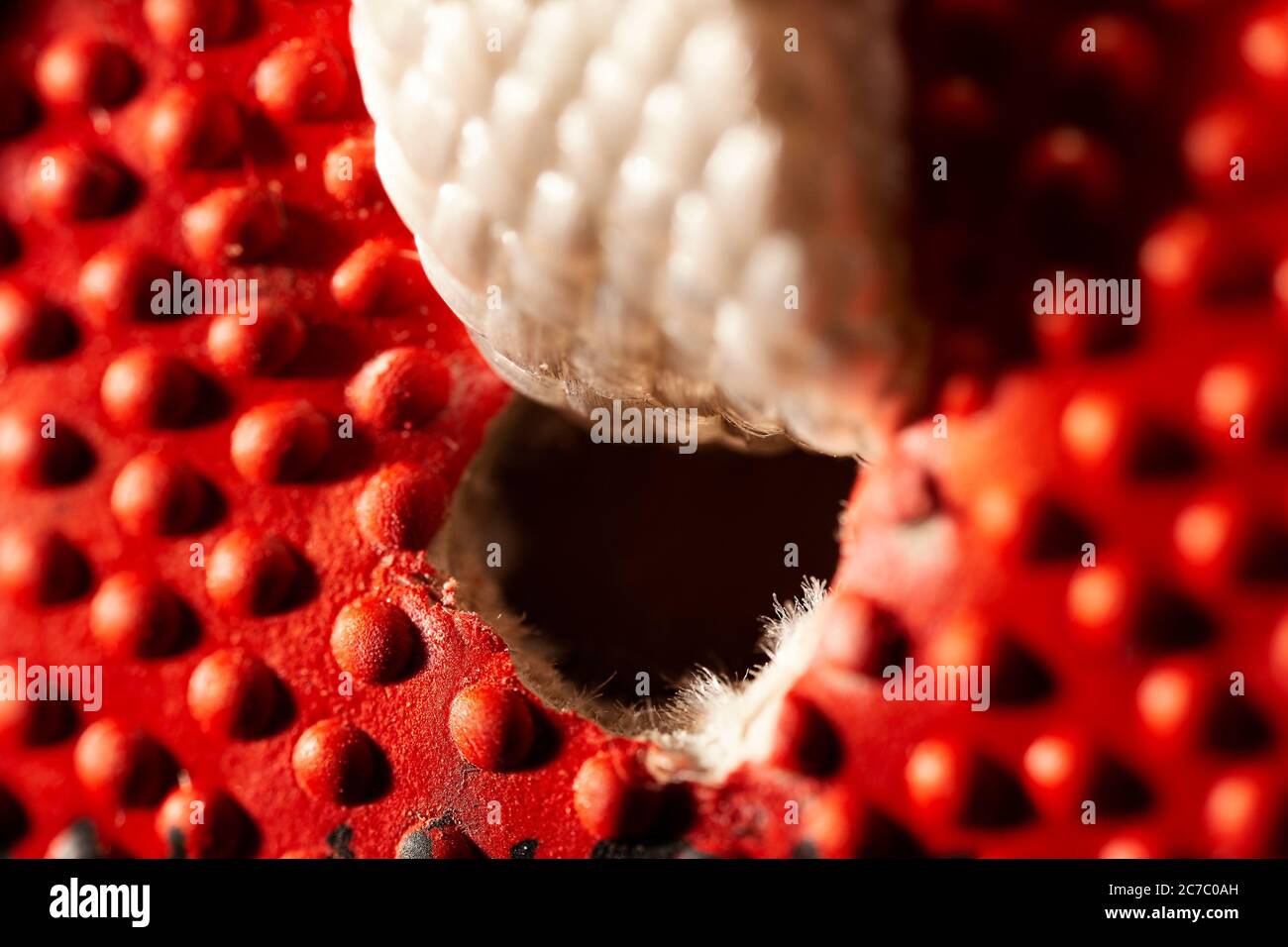 Foto macro estrema di un calcio AFL. Sfondo sportivo. Foto Stock