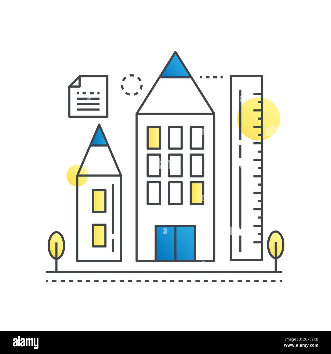 Scuola, istruzione universitaria, conoscenza e apprendimento vettoriale concetto in linea trendy con sfumatura piatta colore Illustrazione Vettoriale