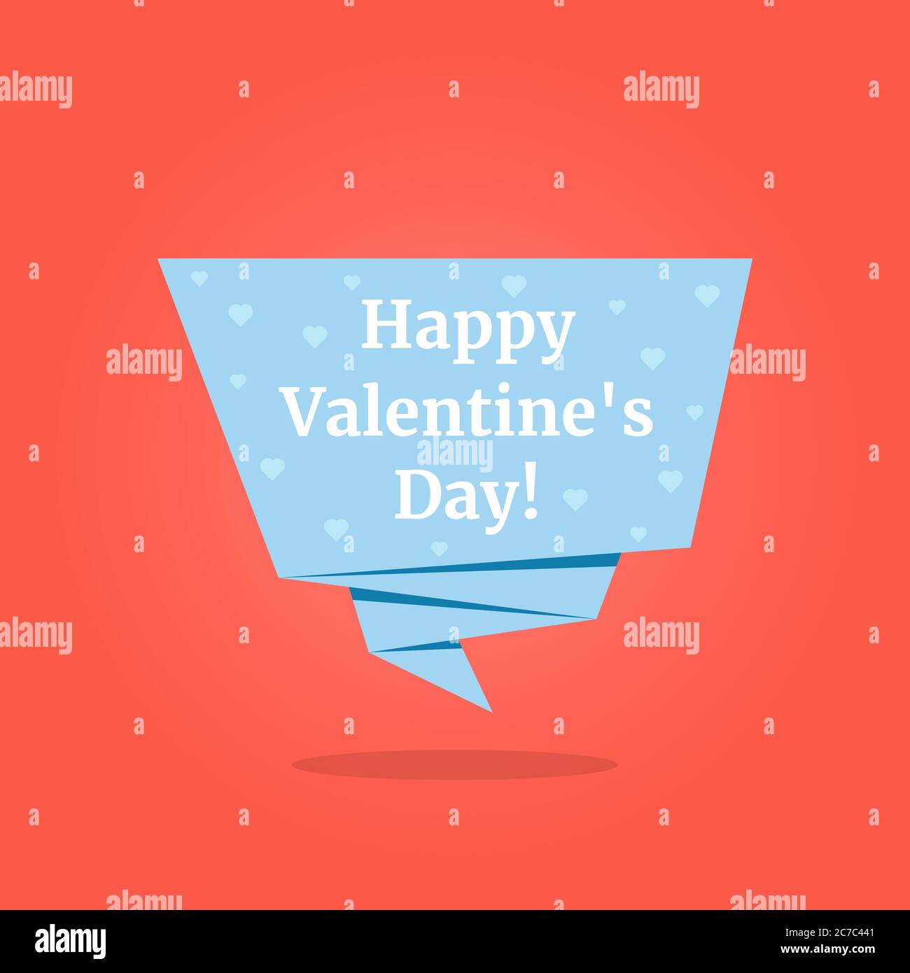 buon giorno di valentines su etichetta blu origami Illustrazione Vettoriale