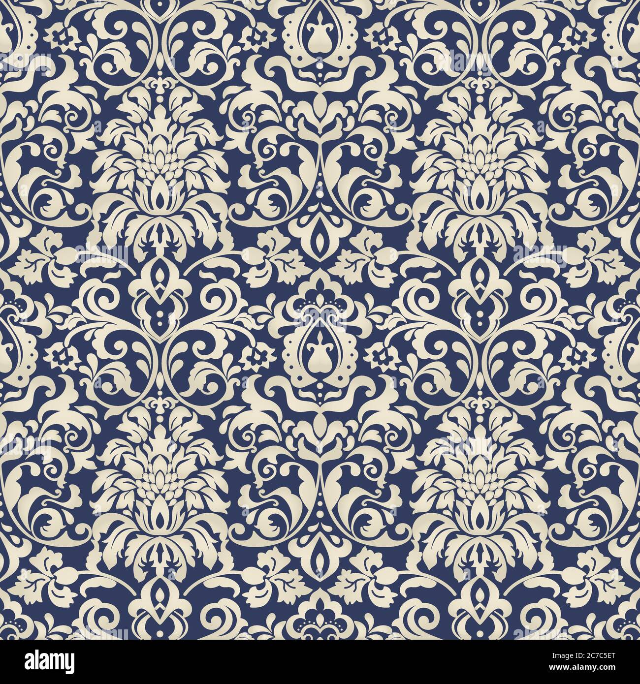 Wallpaper Damask senza cuciture. Modello vintage senza cuciture in stile vittoriano . Motivo floreale disegnato a mano. Illustrazione vettoriale Illustrazione Vettoriale