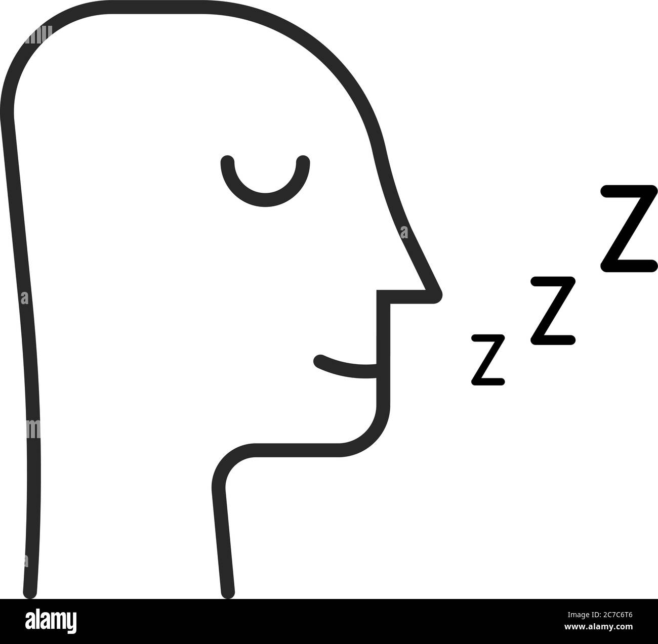 icona della linea sottile uomo addormentato isolata in bianco Illustrazione Vettoriale