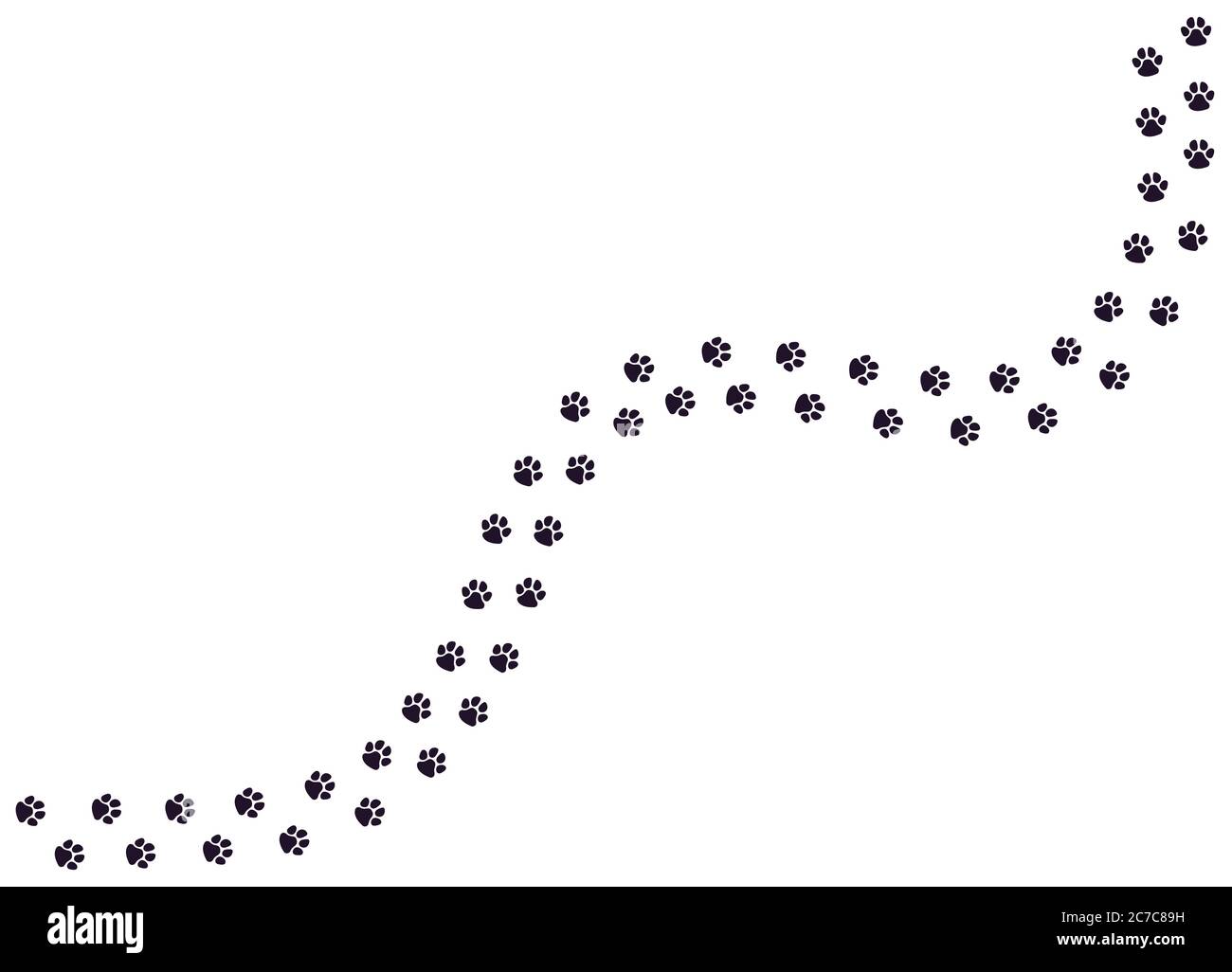 Sentiero pedonale Paw. Orme di gatto, cane o cucciolo, animali profilo del sentiero, mammiferi pedone che cammina traccia illustrazione vettoriale Illustrazione Vettoriale