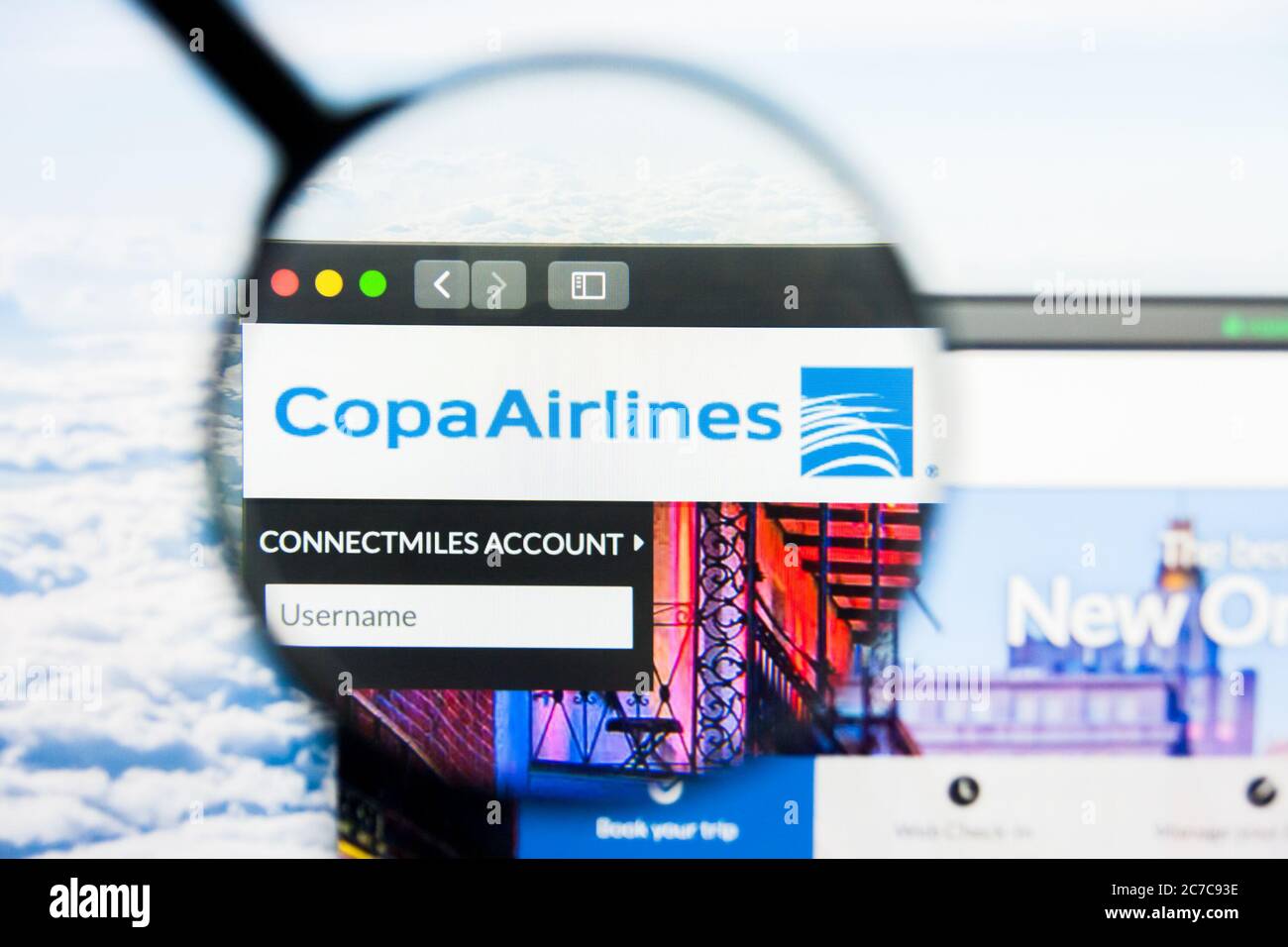 Los Angeles, California, USA - 21 Marzo 2019: Editoriale illustrativo della homepage del sito web di Copa Airlines. Logo Copa Airlines visibile sullo schermo. Foto Stock