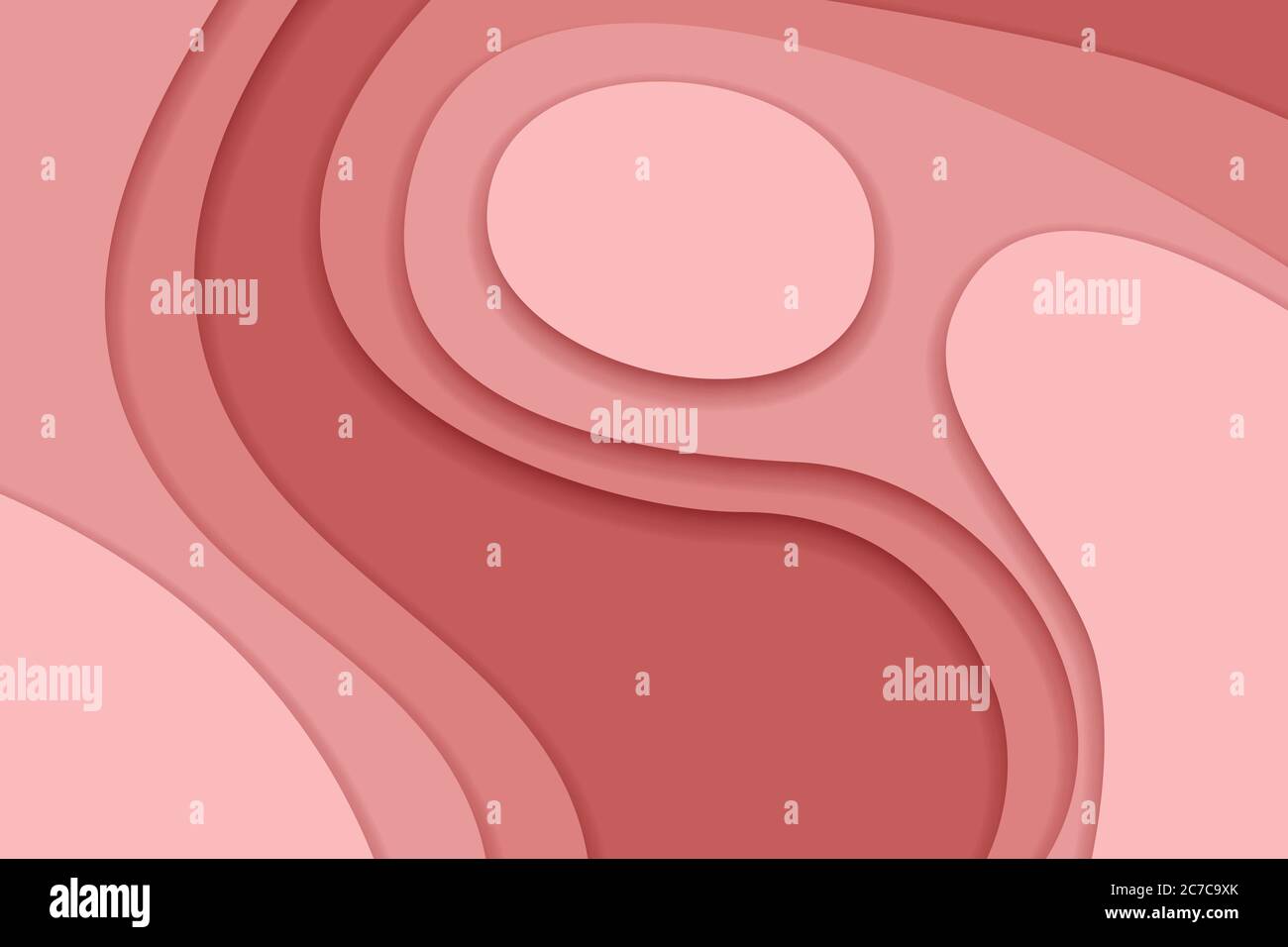 Sfondo rosa e rosso in carta tagliata e stile artigianale Illustrazione Vettoriale