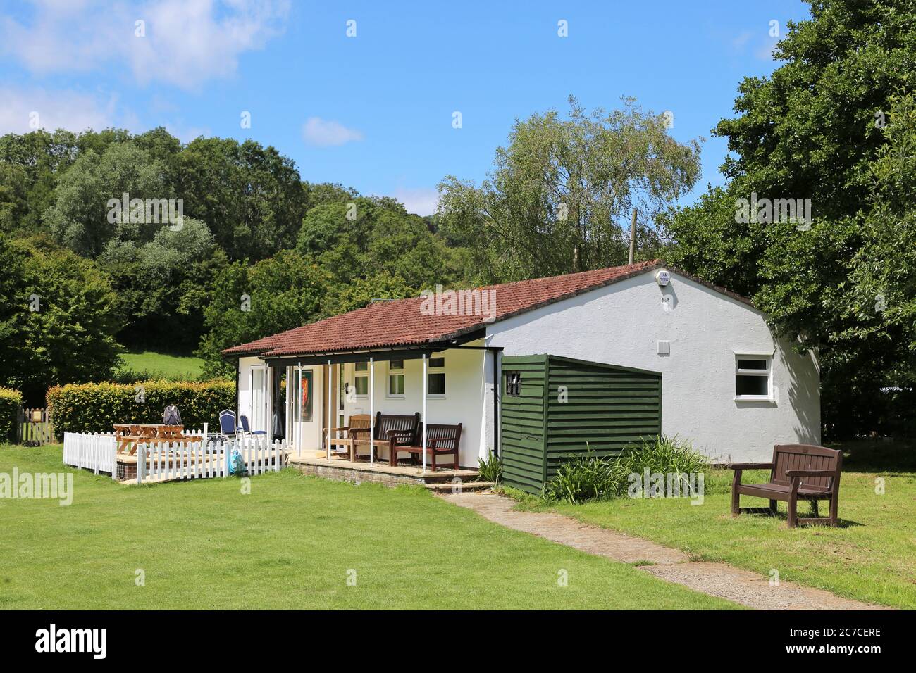 Uplyme e Lyme Regis Cricket Club, Uplyme, Devon, Inghilterra, Gran Bretagna, Regno Unito, Regno Unito, Europa Foto Stock
