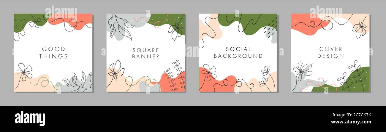 Modello di banner quadrato per la vendita di post sui social media, app mobili, banner e annunci Web/Internet. Modello quadrato astratto alla moda Illustrazione Vettoriale