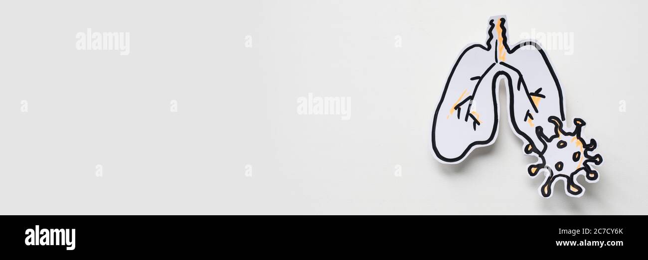 Icona dei polmoni infetti da coronavirus disegnati Foto Stock